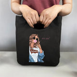Anime Girl Lunch Pouch Canvas Thermal Box Insulated Picnic Bag
