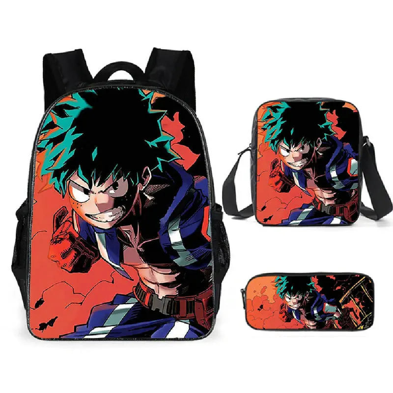 Anime Hero Schoolbag Backpack Set for Kids