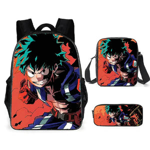 Anime Hero Schoolbag Backpack Set for Kids