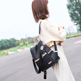 Anti-Theft Large Backpack Bag Women Oxford Cloth Contrast