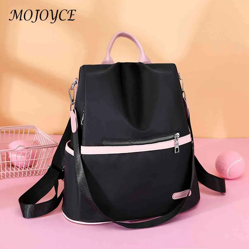 Anti-Theft Large Backpack Bag Women Oxford Cloth Contrast Girl