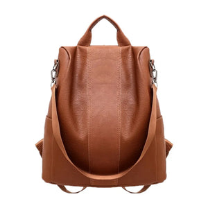 Anti-Theft Leather Backpack for Women College School Shoulder Bag