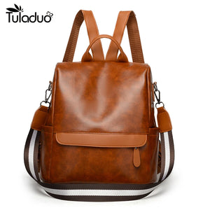 Women's Soft Leather Anti-theft Backpack - Multi-function Shopping Bag