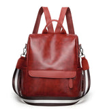 Women's Soft Leather Anti-theft Backpack - Multi-function Shopping Bag
