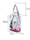 Floral Eco Reusable Linen Bag with Paris Tower Print