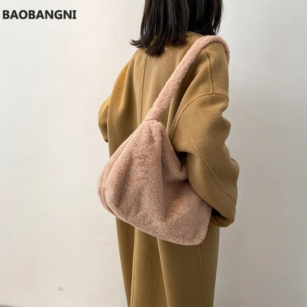Autumn Winter Vintage Plush Shoulder Bag
