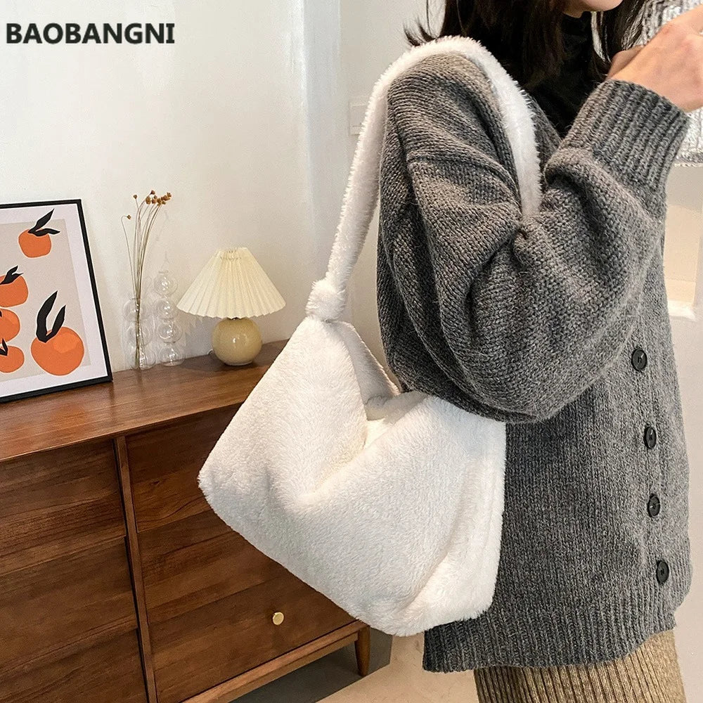 Autumn Winter Vintage Plush Shoulder Bag