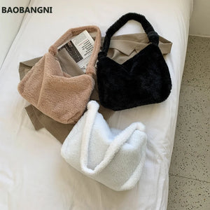 Autumn Winter Vintage Plush Shoulder Bag