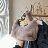 Plush Handbags Western Style Shoulder Bags Chain Texture Underarm Bag