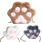 Sweet Girl Shoulder Bag Plush Cat Paw Metal Chain Messenger Bags