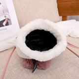 Soft Plush Fur Hairy Shoulder Bag with Fur Ball Pendent
