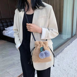 Plush Fur Shoulder Bag with Fur Ball Pendant