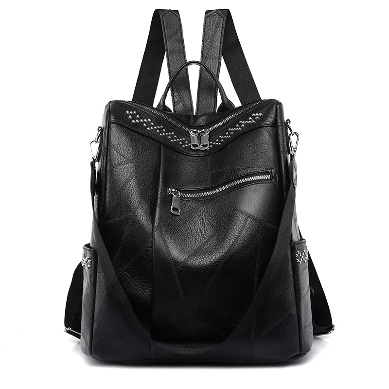 Casual High Soft Leather Backpack Large Capacity School Bag