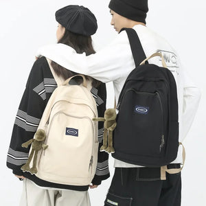 Canvas Anti Theft Backpack Solid School Bags Large Capacity