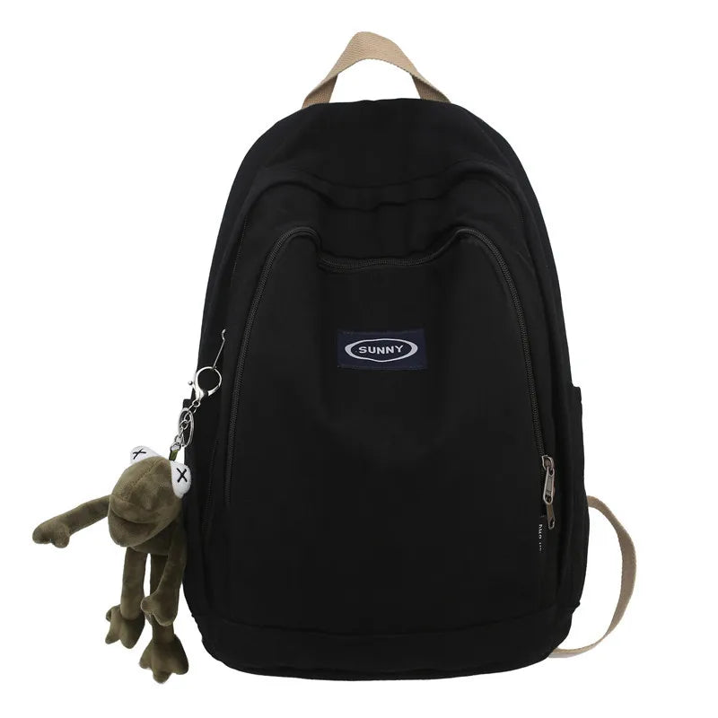 Canvas Anti Theft Backpack Solid School Bags Large Capacity