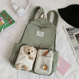 Heart Backpack Anti-Theft Canvas School Bag For Teenager Girls