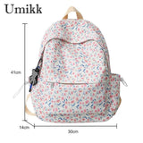 Floral Printed Student Backpack Nylon Daypack Teen Shoulder Bags for Girls