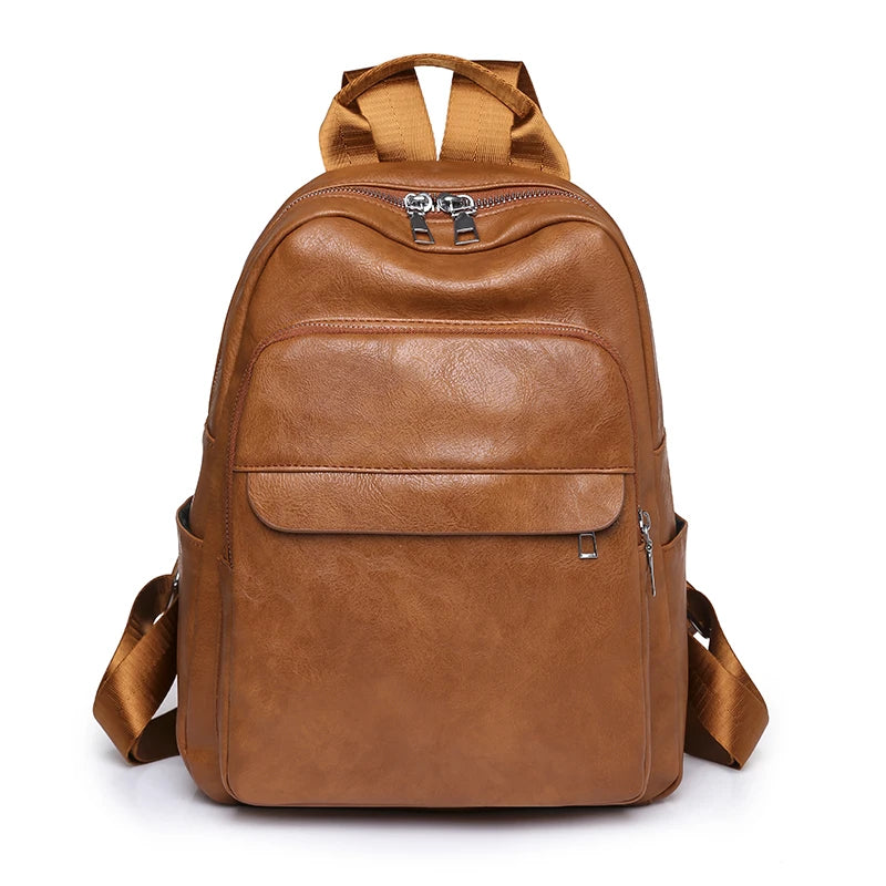 Casual Leather Backpack for University Student