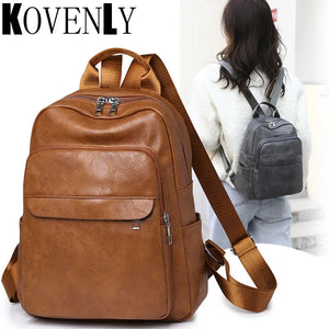 Casual Leather Backpack for University Student