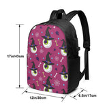 Halloween Eyeball Student School Bag USB Charge Laptop Back Pack