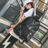 Canvas Backpack Small Fresh Teen Girl Bag Casual Marble Backpacks Women