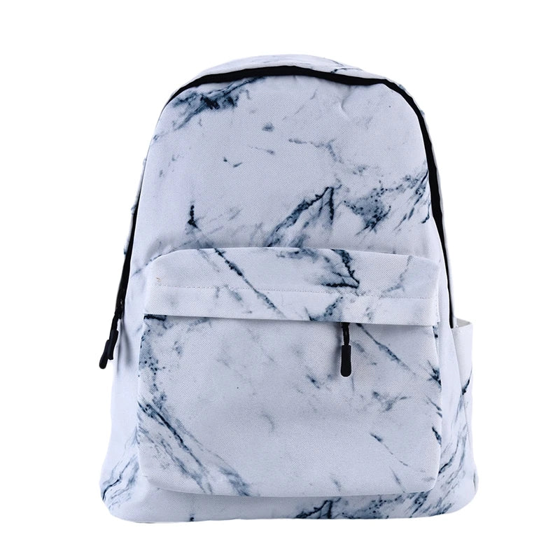 Canvas Backpack Small Fresh Teen Girl Bag Casual Marble Backpacks Women