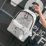 Canvas Backpack Small Fresh Teen Girl Bag Casual Marble Backpacks Women