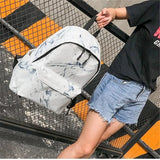 Canvas Backpack Small Fresh Teen Girl Bag Casual Marble Backpacks Women