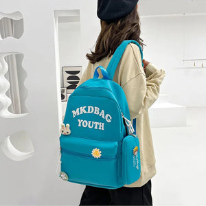 Nylon Women Backpack Letter Printed Shoulder Bag School Bag