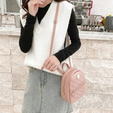 PU Leather Women Small Shoulder Bag School Knapsack Teenage Girls Female