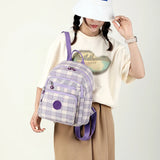 Plaid Waterproof Backpack for Women School Bags Female