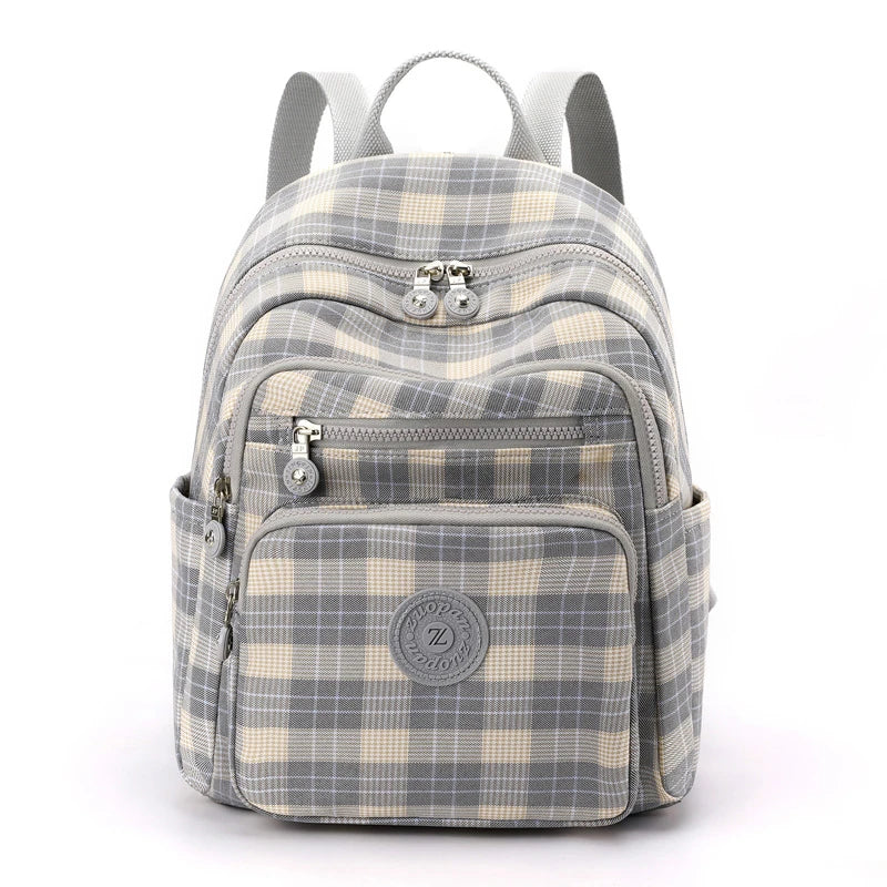 Plaid Waterproof Backpack for Women School Bags Female