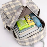 Plaid Waterproof Backpack for Women School Bags Female