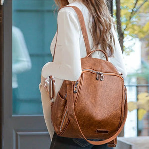 Women's PU Schoolbag Backpack Shoulder Bag Rucksack