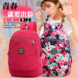 Floral Nylon Backpack Women Bag School Rucksack Bolsa