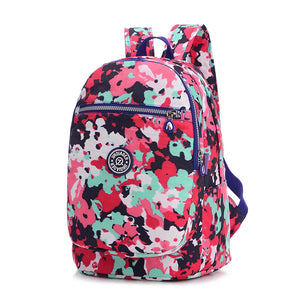 Floral Nylon Backpack Women Bag School Rucksack Bolsa