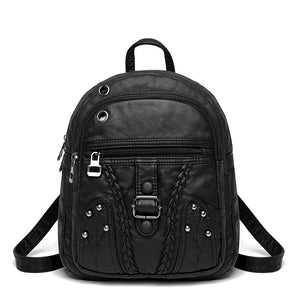 Women Soft Leather Backpack Female High Travel School Backpack