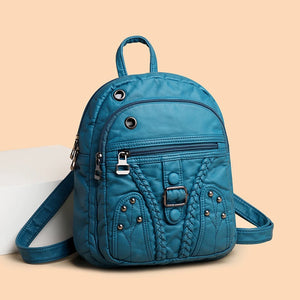 Women Soft Leather Backpack Female High Travel School Backpack