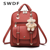 Women Pu Leather Backpack Teenager Girls School Rucksack Mochila Mujer