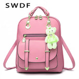 Women Pu Leather Backpack Teenager Girls School Rucksack Mochila Mujer
