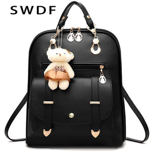 Women Pu Leather Backpack Teenager Girls School Rucksack Mochila Mujer