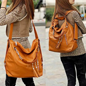Women's Dual-use PU Leather Crossbody Shoulder Bag Tote Messenger Hobo Bag
