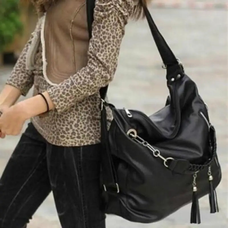 Women's Dual-use PU Leather Crossbody Shoulder Bag Tote Messenger Hobo Bag