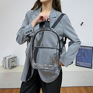 Retro Denim Transparent Daypack Travel Bag Laptop Bag for Men Women