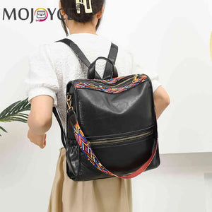 Retro PU College School Backpack for Women Teenage Large Capacity Travel Bag