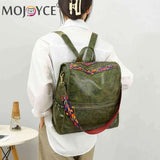 Retro PU College School Backpack for Women Teenage Large Capacity Travel Bag
