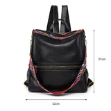 Retro PU College School Backpack for Women