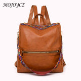 Retro PU College School Backpack for Women