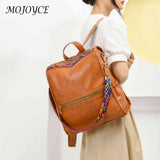 Retro PU College School Backpack for Women