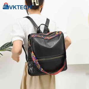 Retro PU Leather College Shoulder School Backpack Large Capacity